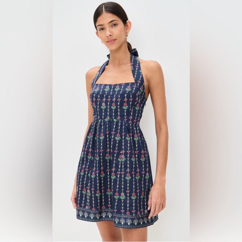 Hill House Fleur Mini Dress in Navy Trailing Fern